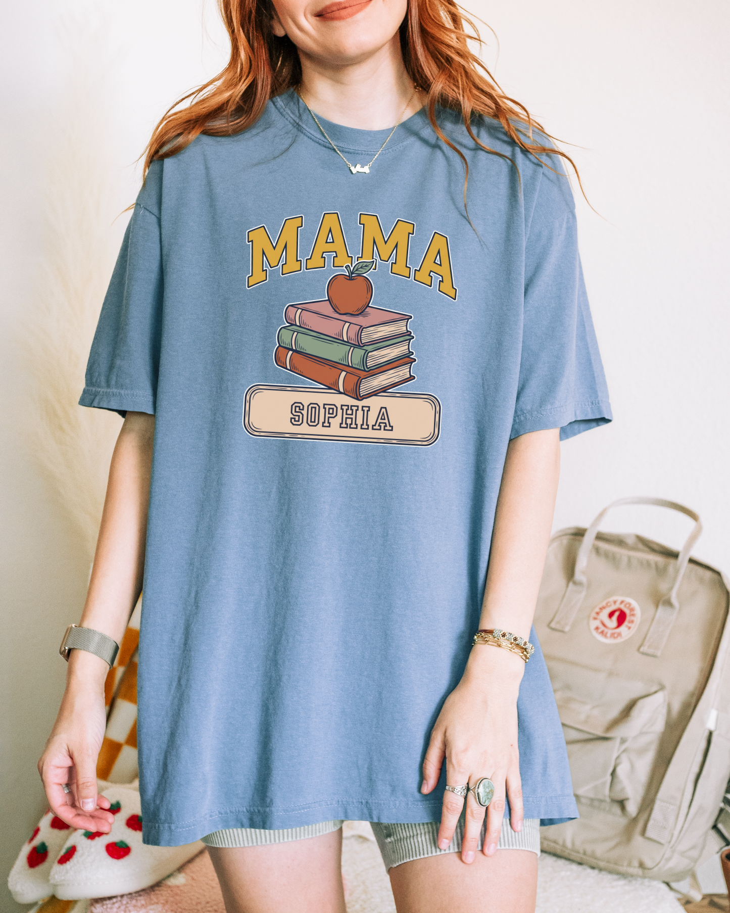 Custom Mama Book Stack Shirt | Comfort Colors | Rootspaws