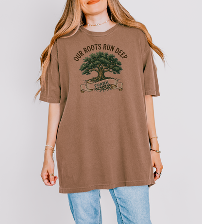 Our Roots Run Deep Shirt | Custom Family Reunion Name Tee | Vintage Oak Tree