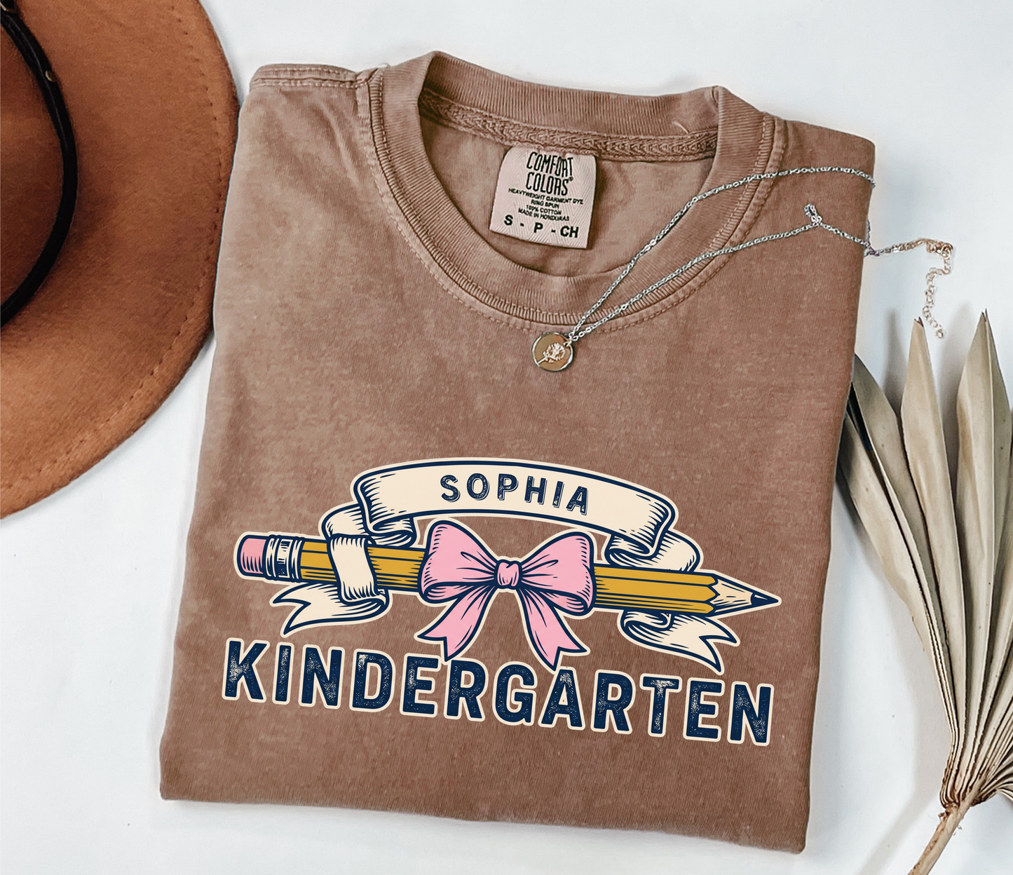 Custom Pencil Bow Teacher T-Shirt | Personalized Kindergarten Tee