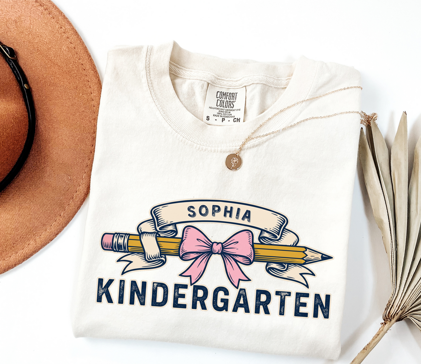 Custom Pencil Bow Teacher T-Shirt | Personalized Kindergarten Tee