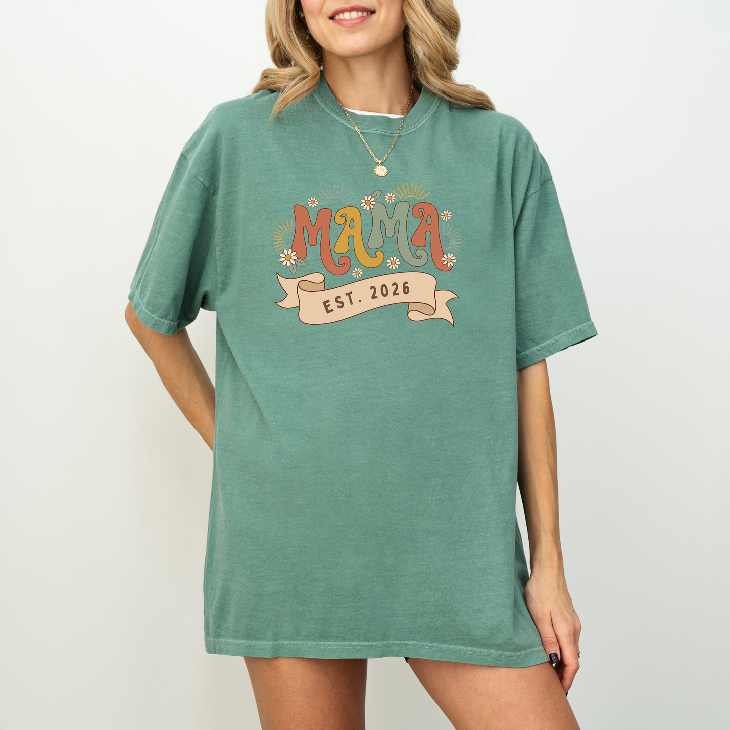 Retro Wavy Mama Est 2026 Shirt - Custom First Time Mom Gift Tee | Rootspaws