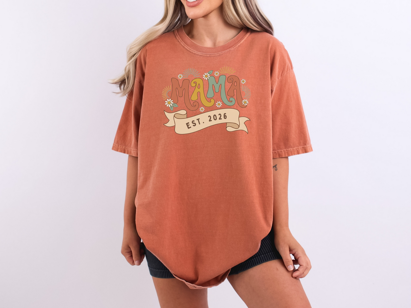 Retro Wavy Mama Est 2026 Shirt - Custom First Time Mom Gift Tee | Rootspaws