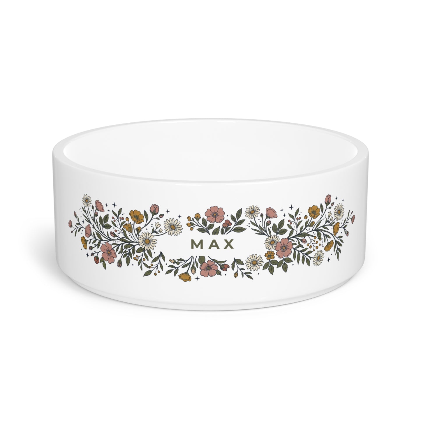Custom Floral Pet Bowl | Personalized Dog Gift | Rootspaws