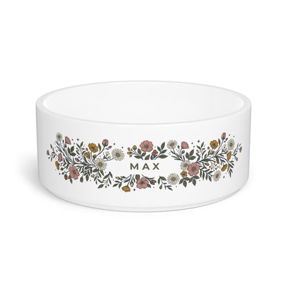 Custom Floral Pet Bowl | Personalized Dog Gift | Rootspaws