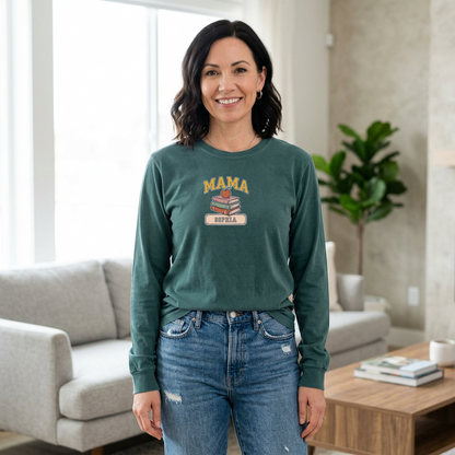 Custom Mama Book Stack Shirt | Comfort Colors | Rootspaws