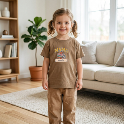 Custom Mama Book Stack Shirt | Comfort Colors | Rootspaws