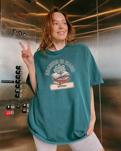 Custom Reading Is Magic T-Shirt | Personalized Library Book Tee