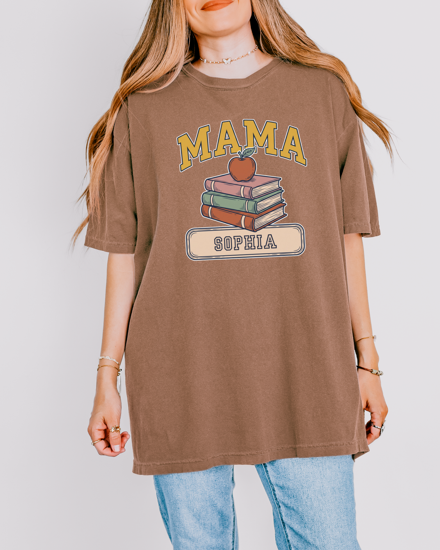 Custom Mama Book Stack Shirt | Comfort Colors | Rootspaws