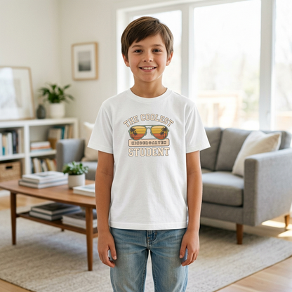 Custom The Coolest Student T-Shirt | Personalized Sunglasses Grade Tee