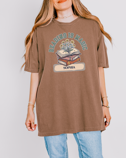 Custom Reading Is Magic T-Shirt | Personalized Library Book Tee