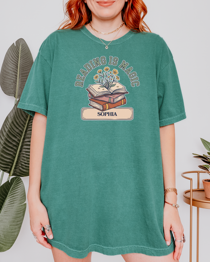 Custom Reading Is Magic T-Shirt | Personalized Library Book Tee