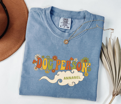 Dog Person Shirt | Groovy 60s Psychedelic Custom Name Tee | Vintage Hippie Style