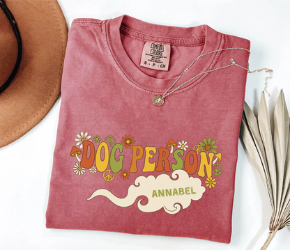 Dog Person Shirt | Groovy 60s Psychedelic Custom Name Tee | Vintage Hippie Style