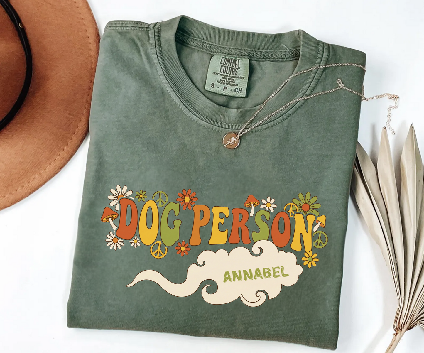 Dog Person Shirt | Groovy 60s Psychedelic Custom Name Tee | Vintage Hippie Style