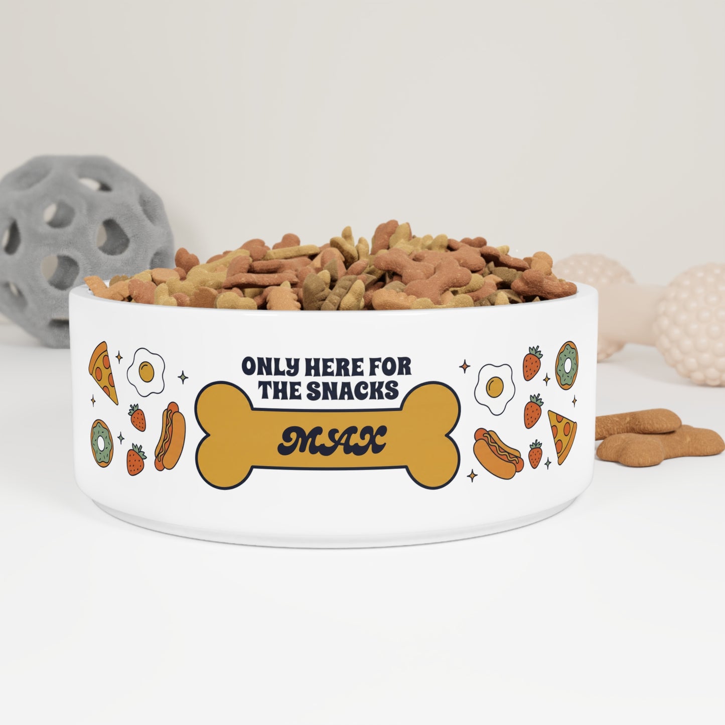 Funny Custom Dog Bowl | Only Here For The Snacks | Rootspaws