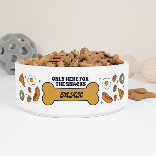 Funny Custom Dog Bowl | Only Here For The Snacks | Rootspaws