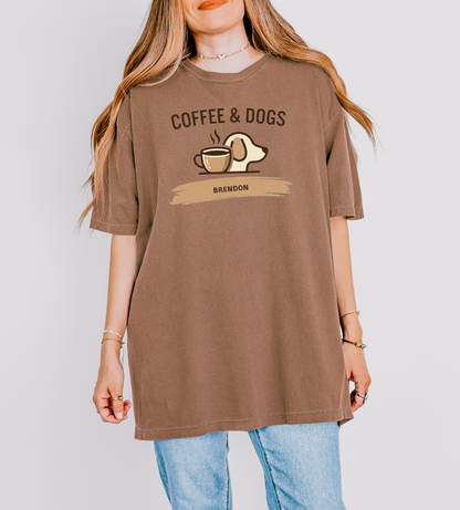 Coffee and Dogs Shirt | Minimalist Custom Name Tee | Modern Neutral Aesthetic