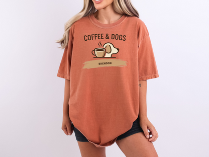 Coffee and Dogs Shirt | Minimalist Custom Name Tee | Modern Neutral Aesthetic