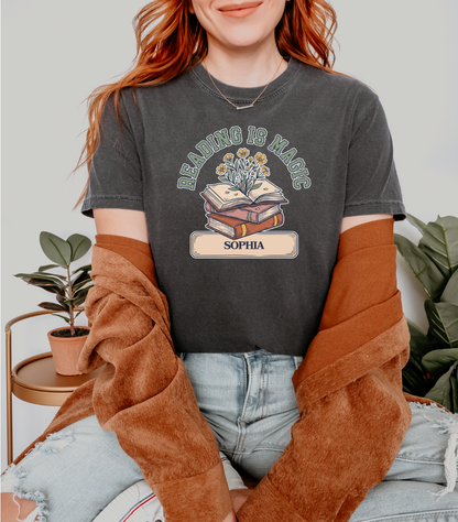 Custom Reading Is Magic T-Shirt | Personalized Library Book Tee