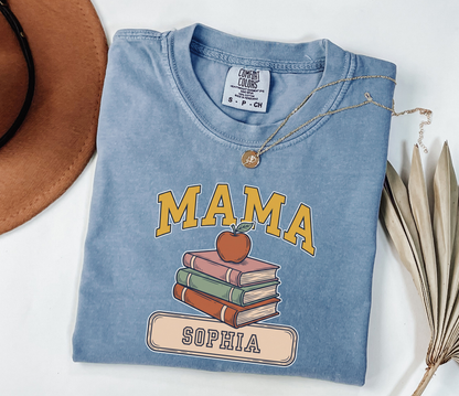 Custom Mama Book Stack Shirt | Comfort Colors | Rootspaws
