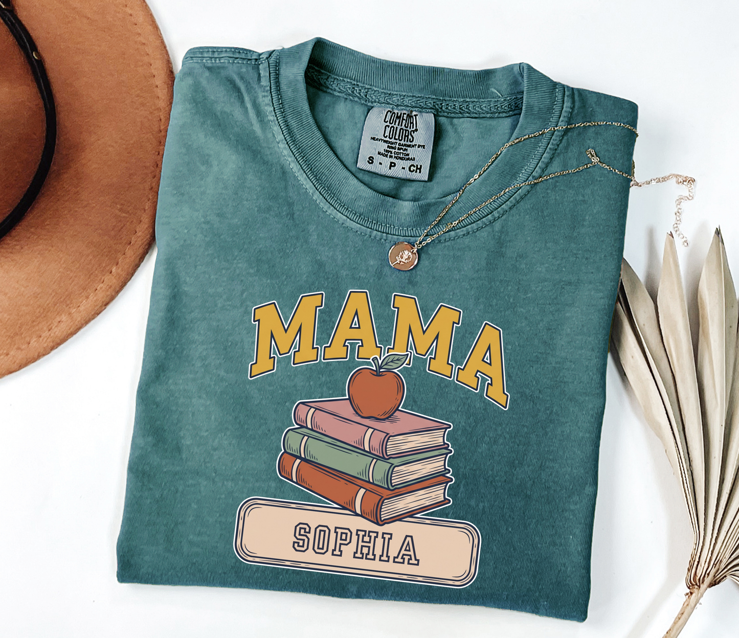 Custom Mama Book Stack Shirt | Comfort Colors | Rootspaws