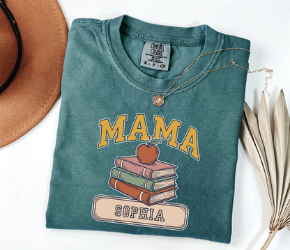 Custom Mama Book Stack Shirt | Comfort Colors | Rootspaws