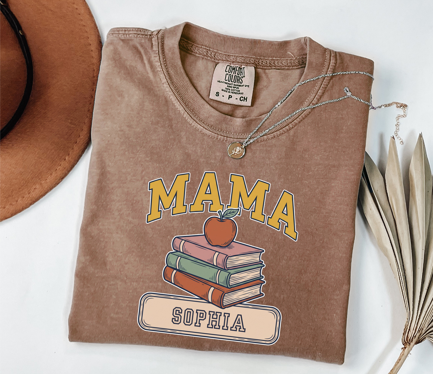 Custom Mama Book Stack Shirt | Comfort Colors | Rootspaws