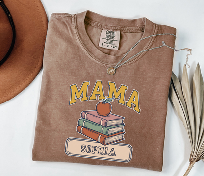 Custom Mama Book Stack Shirt | Comfort Colors | Rootspaws