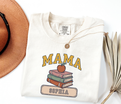 Custom Mama Book Stack Shirt | Comfort Colors | Rootspaws