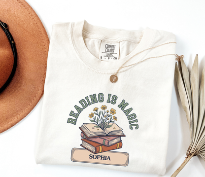 Custom Reading Is Magic T-Shirt | Personalized Library Book Tee