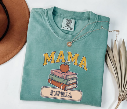Custom Mama Book Stack Shirt | Comfort Colors | Rootspaws