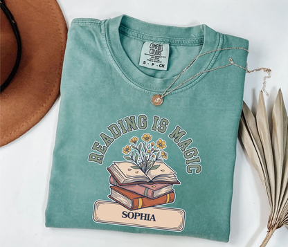 Custom Reading Is Magic T-Shirt | Personalized Library Book Tee