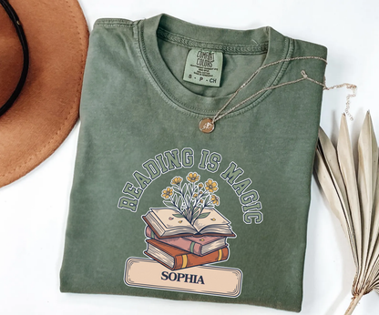 Custom Reading Is Magic T-Shirt | Personalized Library Book Tee