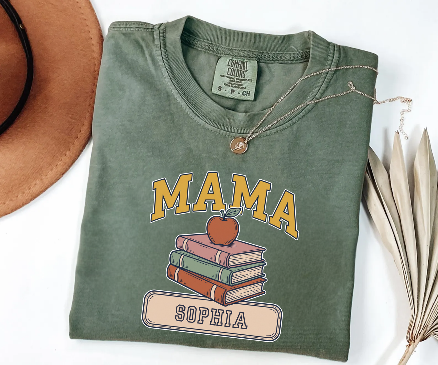 Custom Mama Book Stack Shirt | Comfort Colors | Rootspaws
