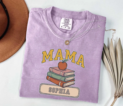 Custom Mama Book Stack Shirt | Comfort Colors | Rootspaws