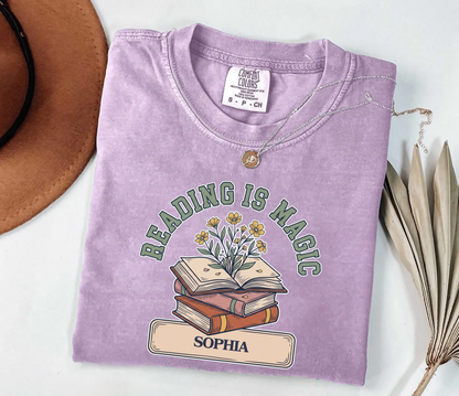 Custom Reading Is Magic T-Shirt | Personalized Library Book Tee
