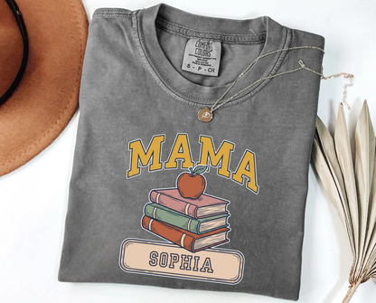 Custom Mama Book Stack Shirt | Comfort Colors | Rootspaws
