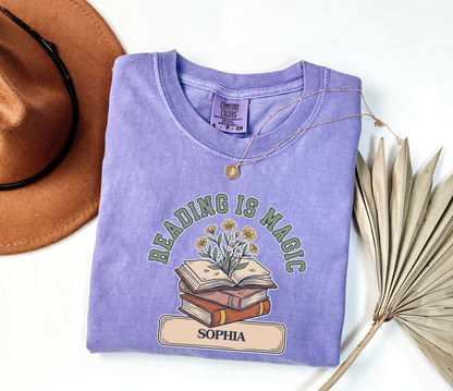 Custom Reading Is Magic T-Shirt | Personalized Library Book Tee