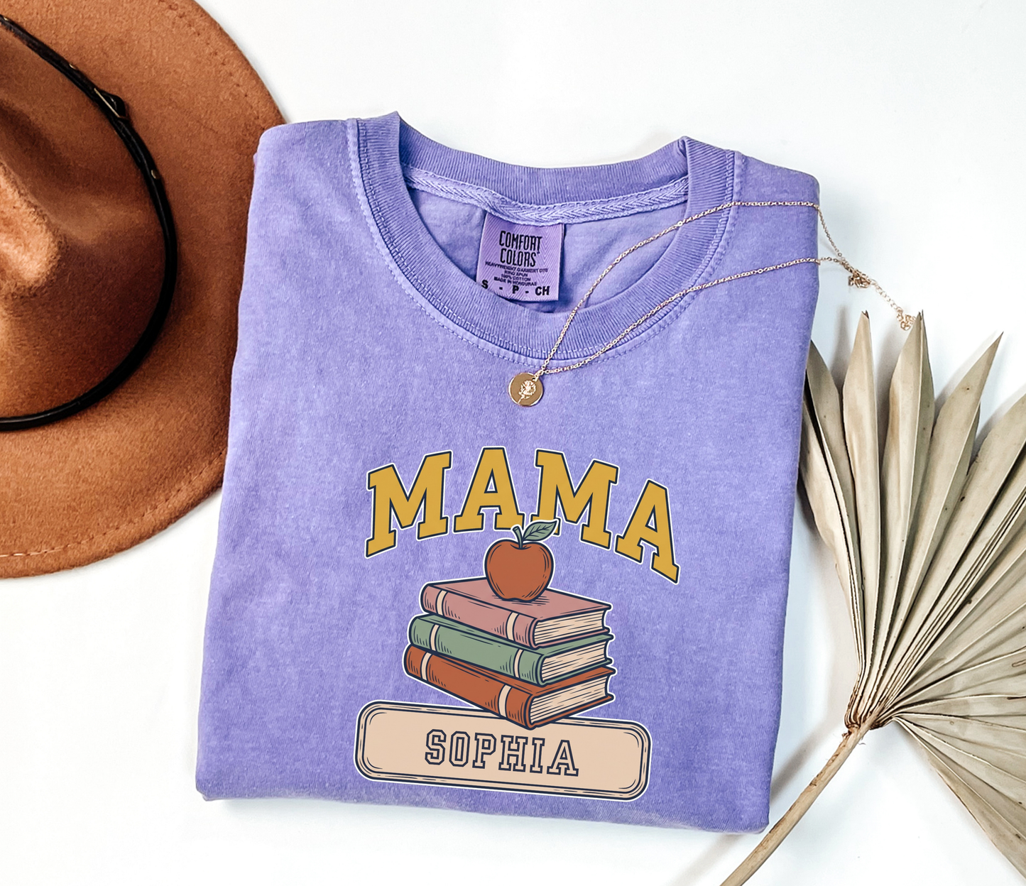 Custom Mama Book Stack Shirt | Comfort Colors | Rootspaws