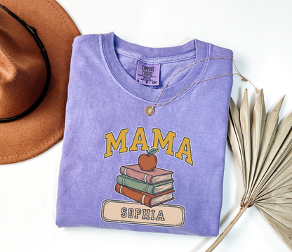 Custom Mama Book Stack Shirt | Comfort Colors | Rootspaws