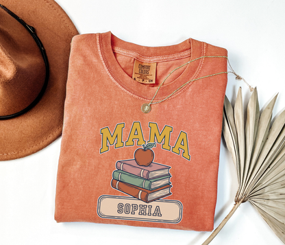 Custom Mama Book Stack Shirt | Comfort Colors | Rootspaws